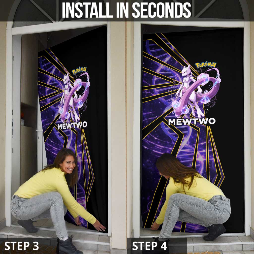 Mewtwo Poké Door Cover Psychic DNA Comic Style