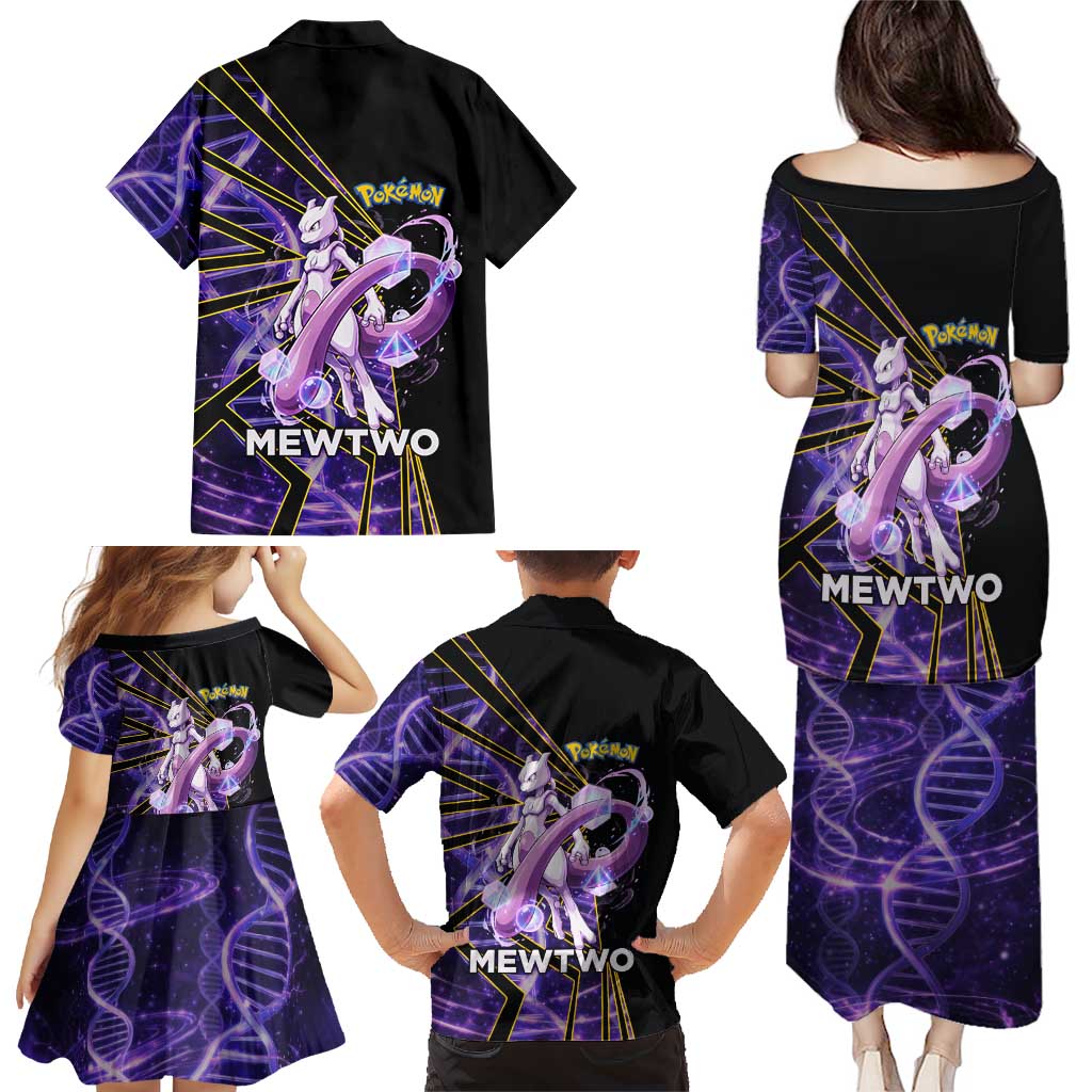 Mewtwo Poké Family Matching Puletasi and Hawaiian Shirt Psychic DNA Comic Style