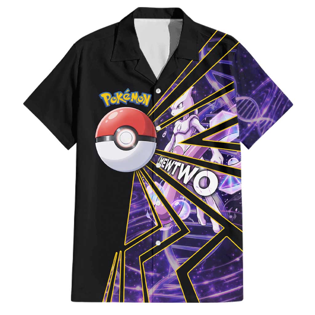 Mewtwo Poké Family Matching Summer Maxi Dress and Hawaiian Shirt Psychic DNA Comic Style
