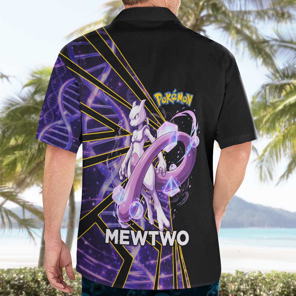 Mewtwo Poké Hawaiian Shirt Psychic DNA Comic Style