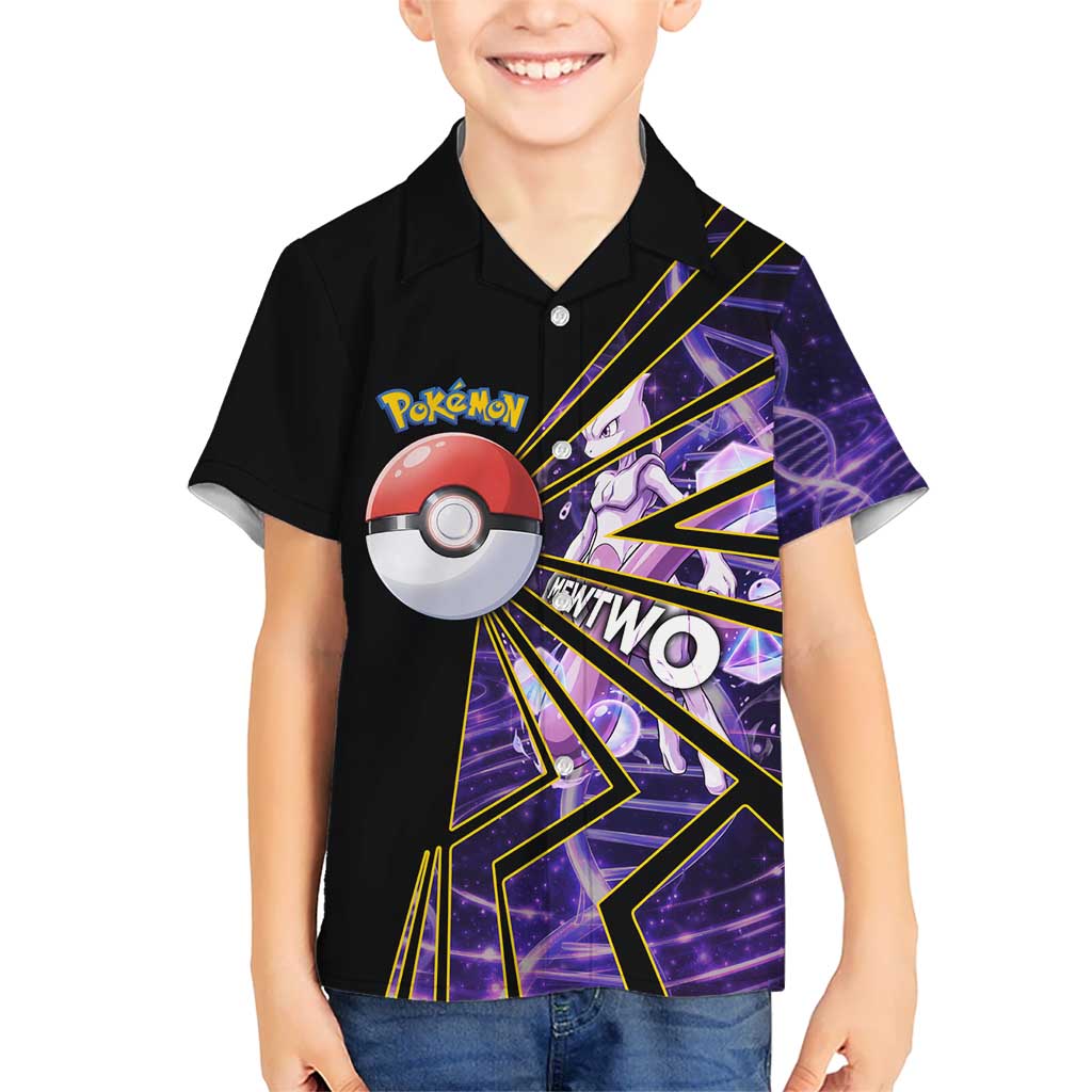 Mewtwo Poké Hawaiian Shirt Psychic DNA Comic Style