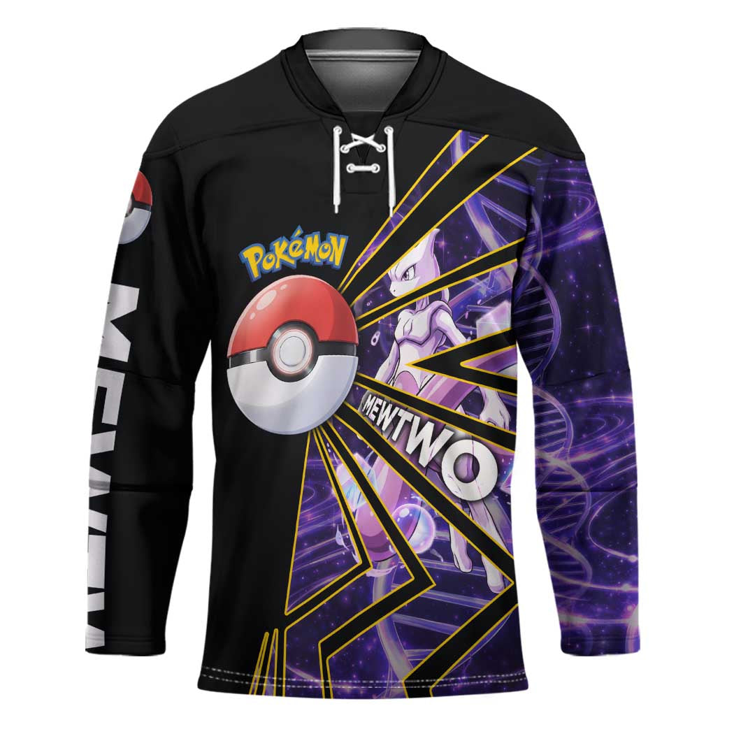 Mewtwo Poké Hockey Jersey Psychic DNA Comic Style