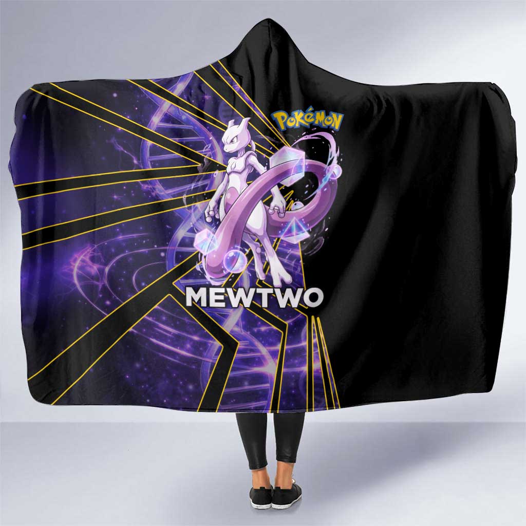Mewtwo Poké Hooded Blanket Psychic DNA Comic Style