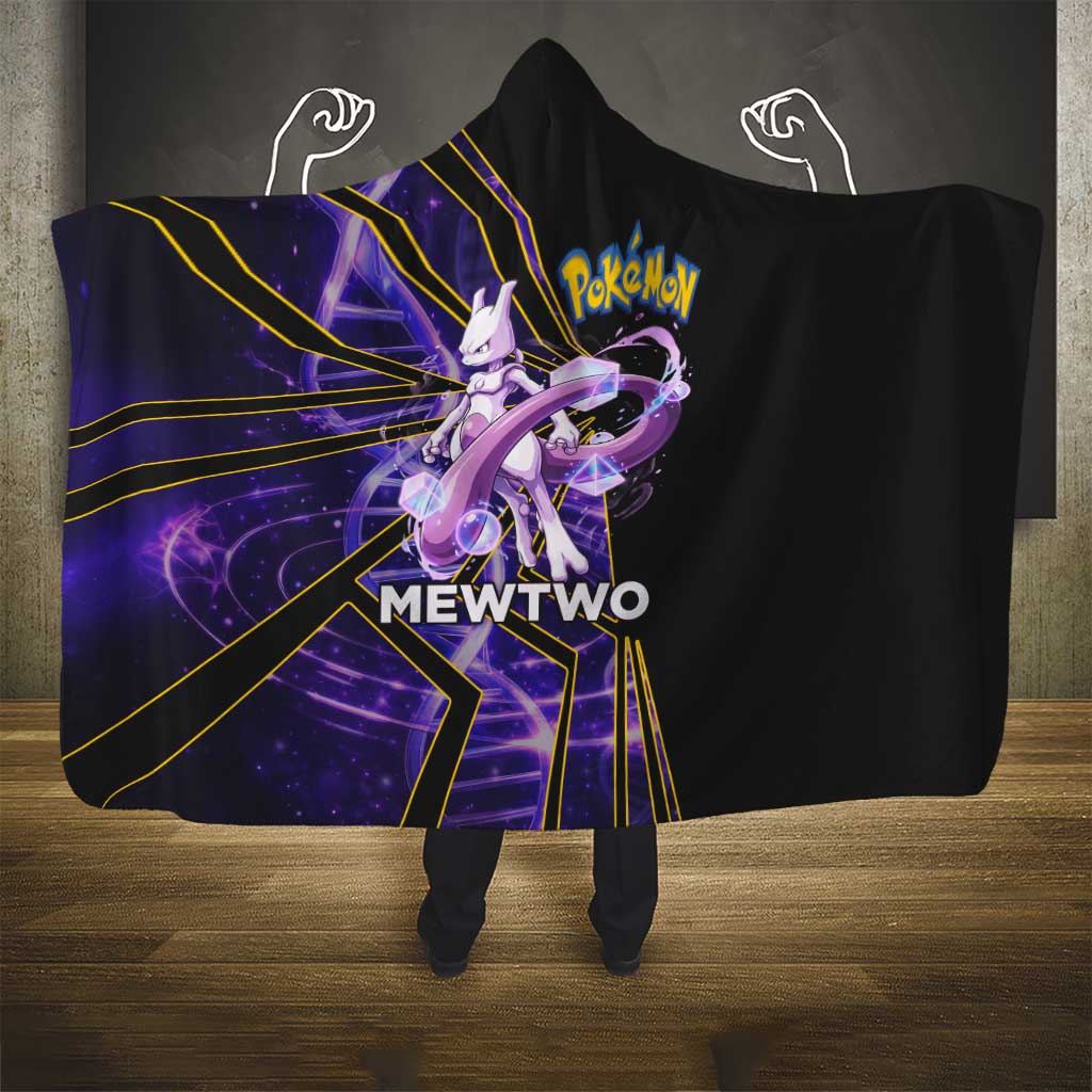 Mewtwo Poké Hooded Blanket Psychic DNA Comic Style