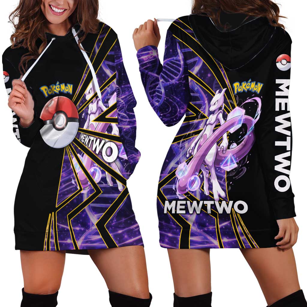 Mewtwo Poké Hoodie Dress Psychic DNA Comic Style