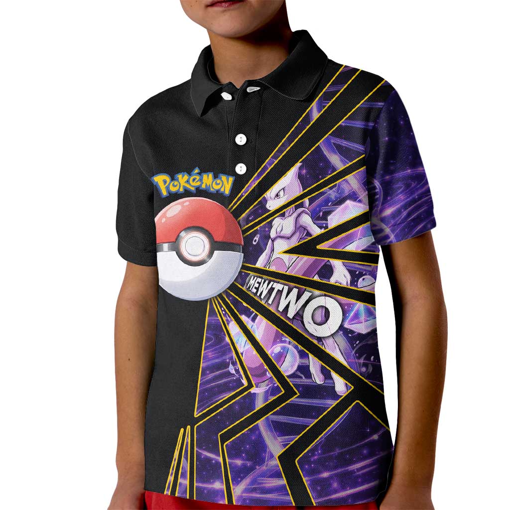 Mewtwo Poké Kid Polo Shirt Psychic DNA Comic Style