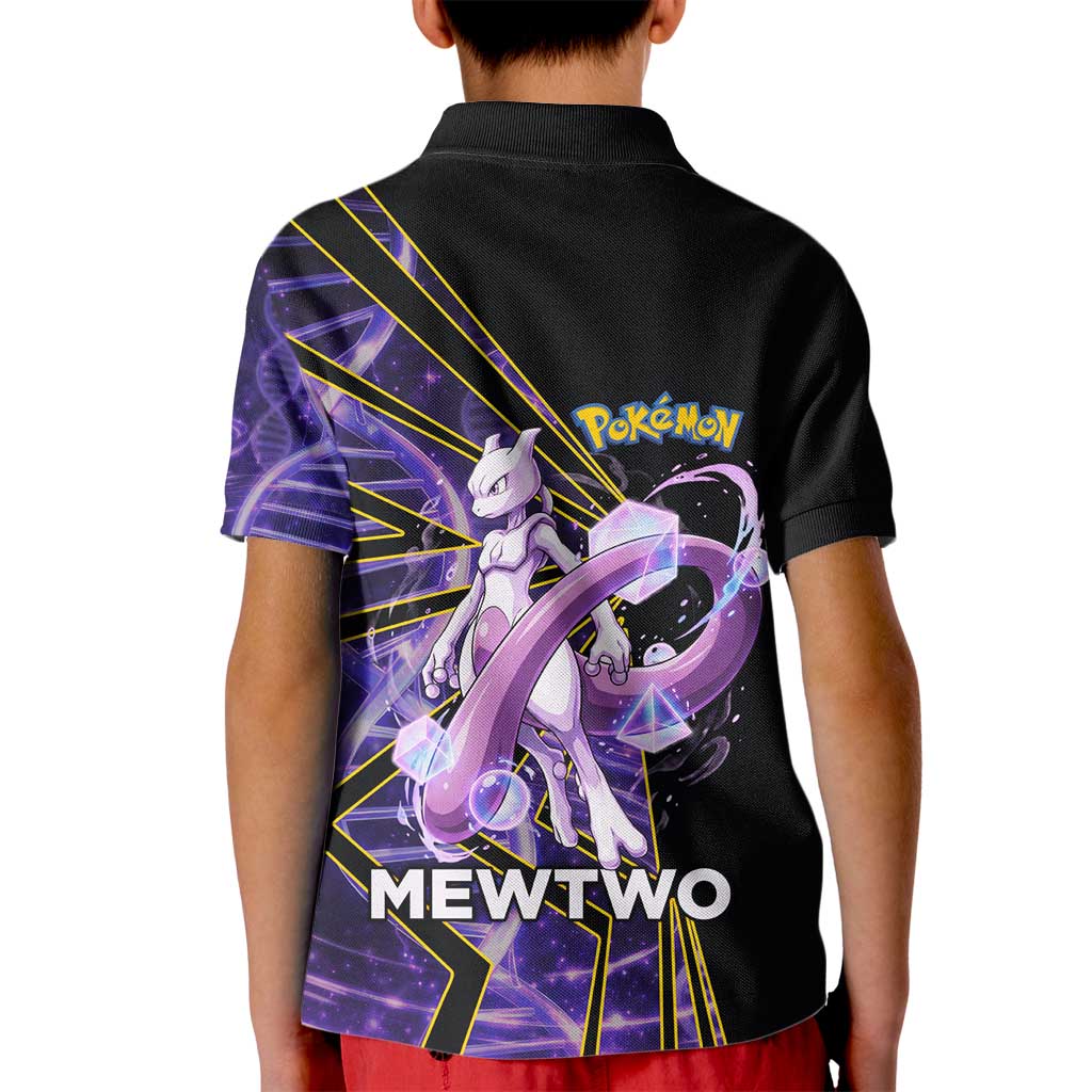 Mewtwo Poké Kid Polo Shirt Psychic DNA Comic Style