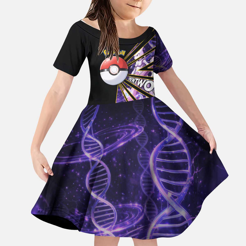 Mewtwo Poké Kid Short Sleeve Dress Psychic DNA Comic Style
