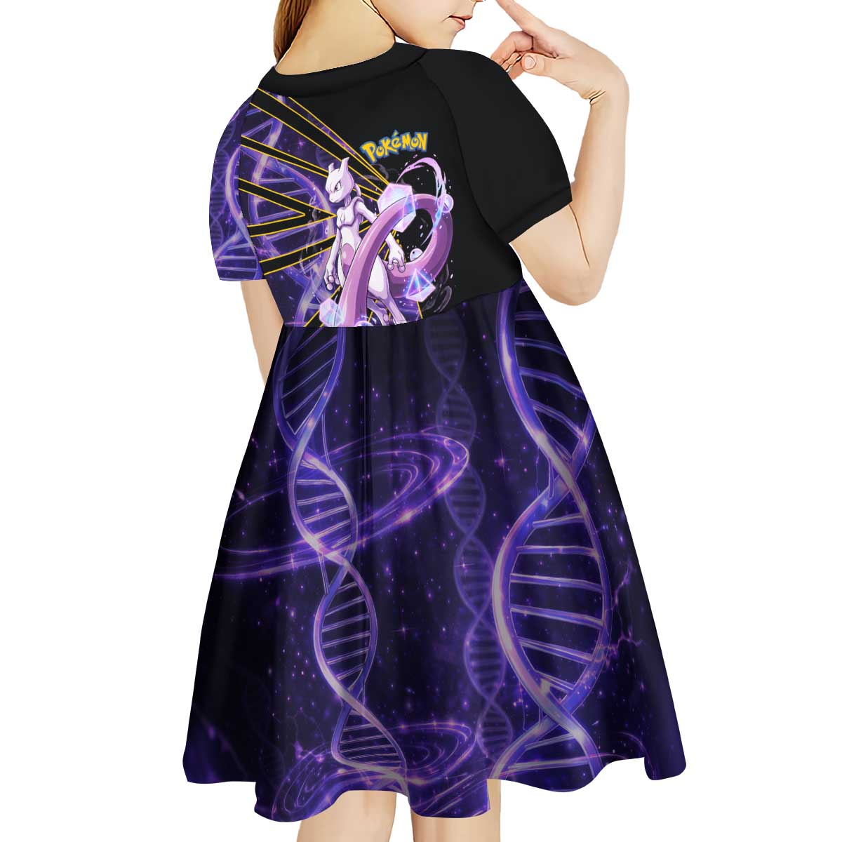 Mewtwo Poké Kid Short Sleeve Dress Psychic DNA Comic Style