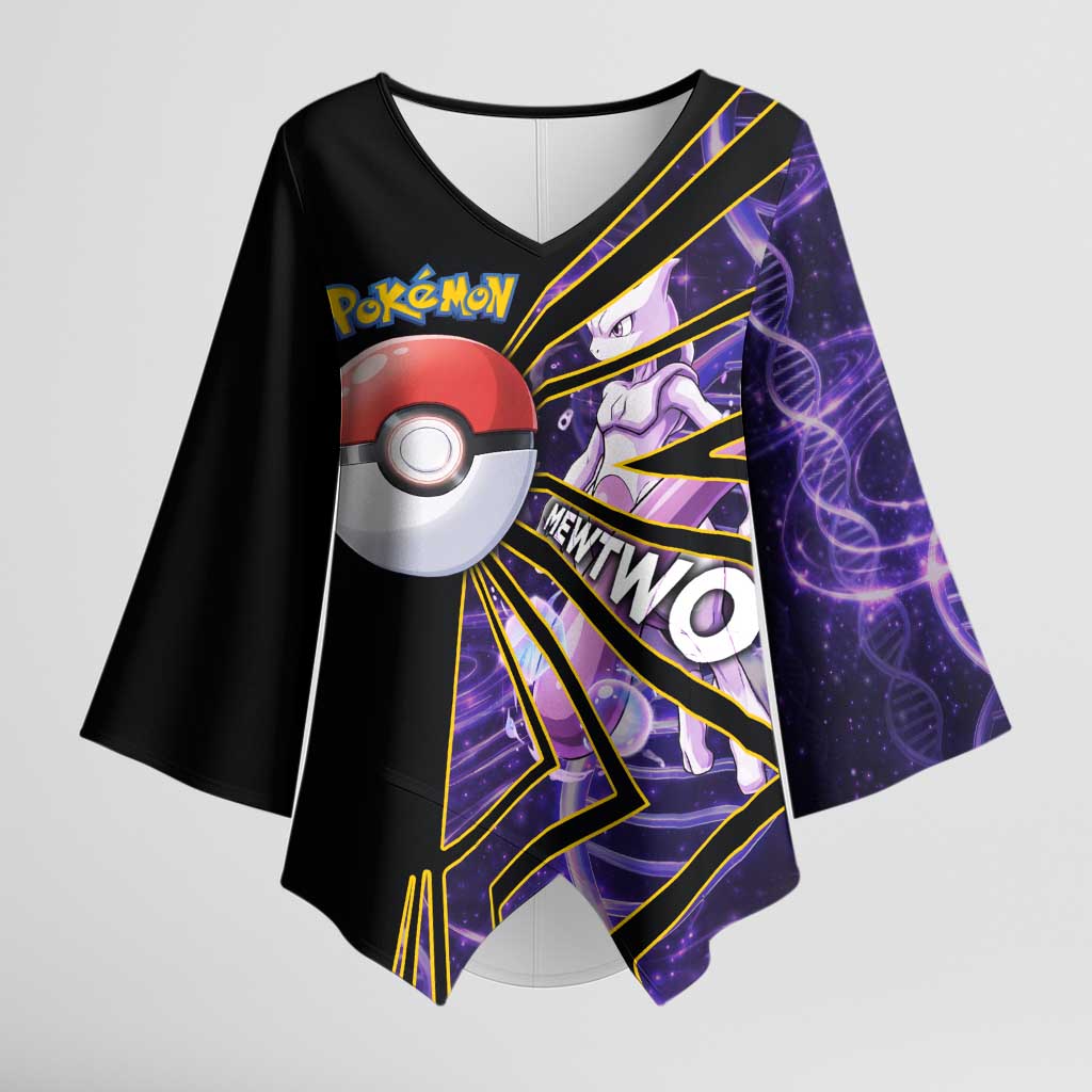 Mewtwo Poké Kimono Sleeve Blouse Psychic DNA Comic Style