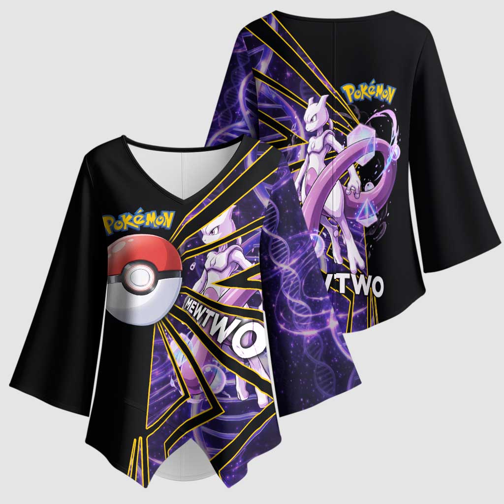 Mewtwo Poké Kimono Sleeve Blouse Psychic DNA Comic Style