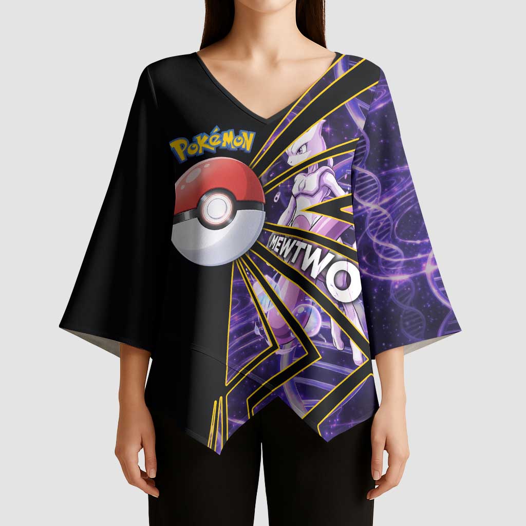 Mewtwo Poké Kimono Sleeve Blouse Psychic DNA Comic Style