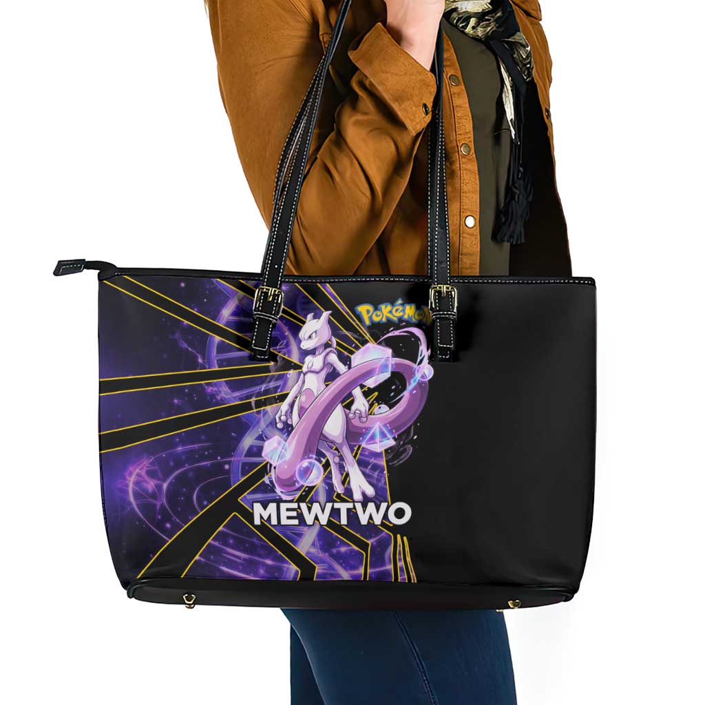 Mewtwo Poké Leather Tote Bag Psychic DNA Comic Style