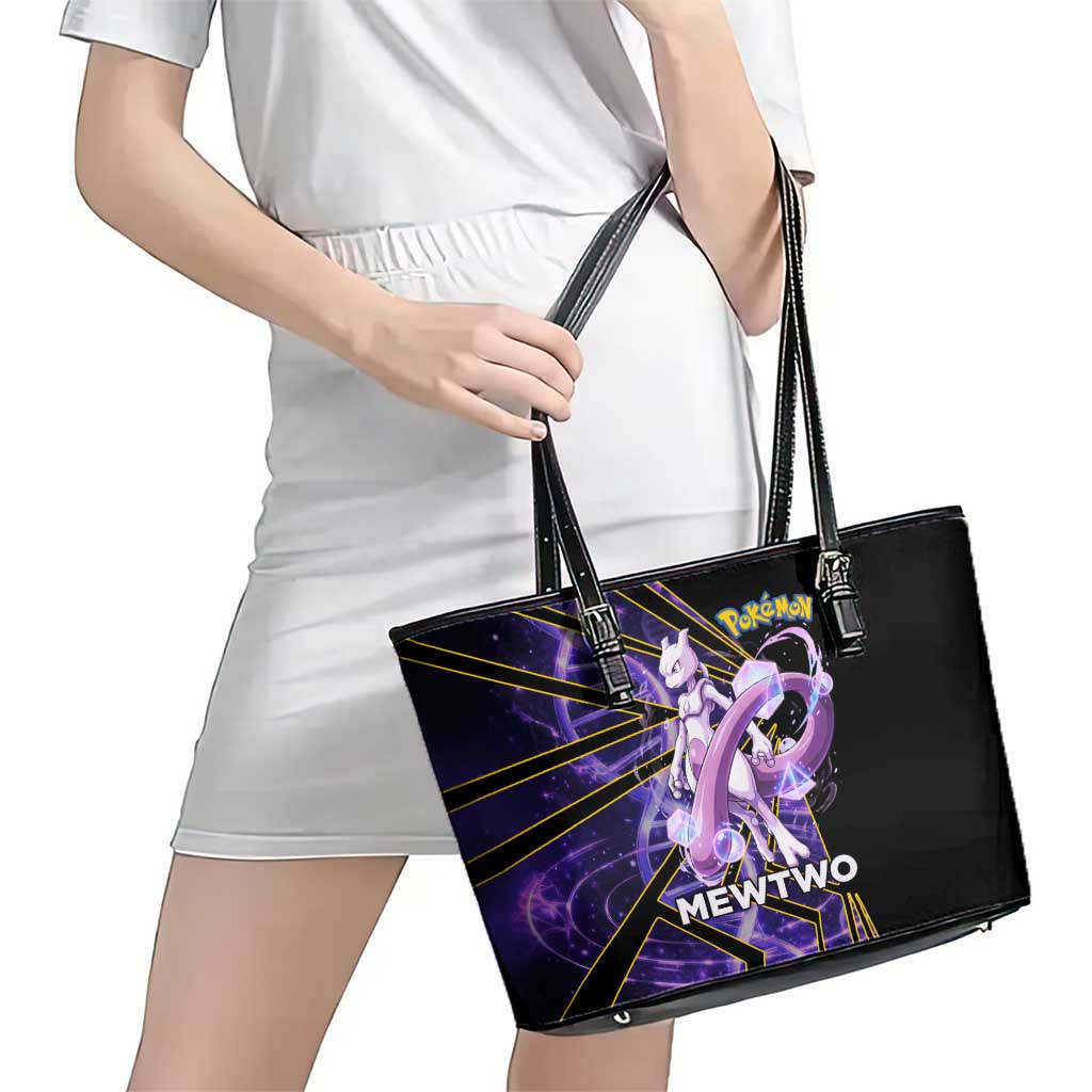 Mewtwo Poké Leather Tote Bag Psychic DNA Comic Style