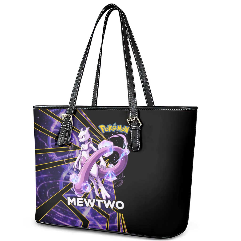 Mewtwo Poké Leather Tote Bag Psychic DNA Comic Style