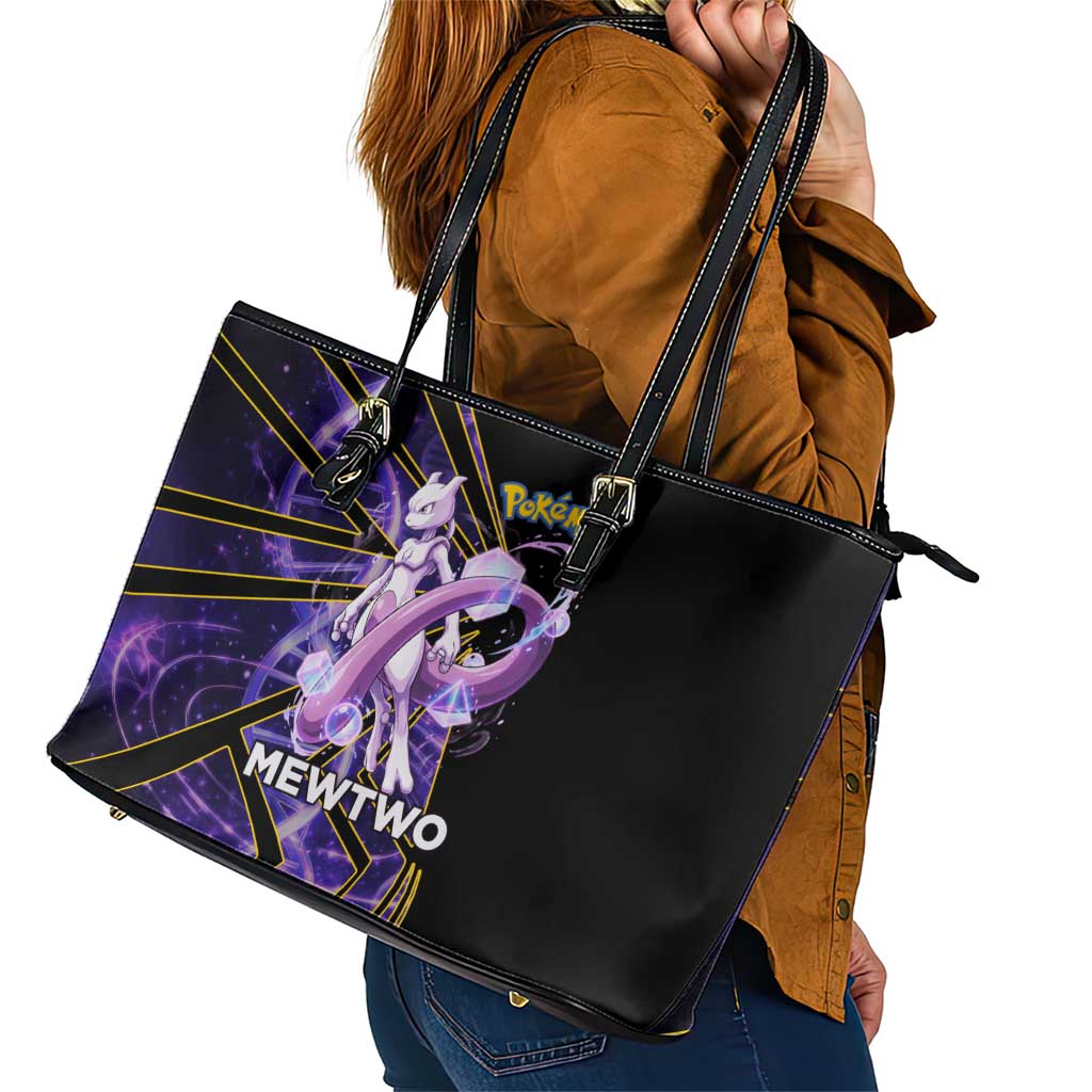 Mewtwo Poké Leather Tote Bag Psychic DNA Comic Style