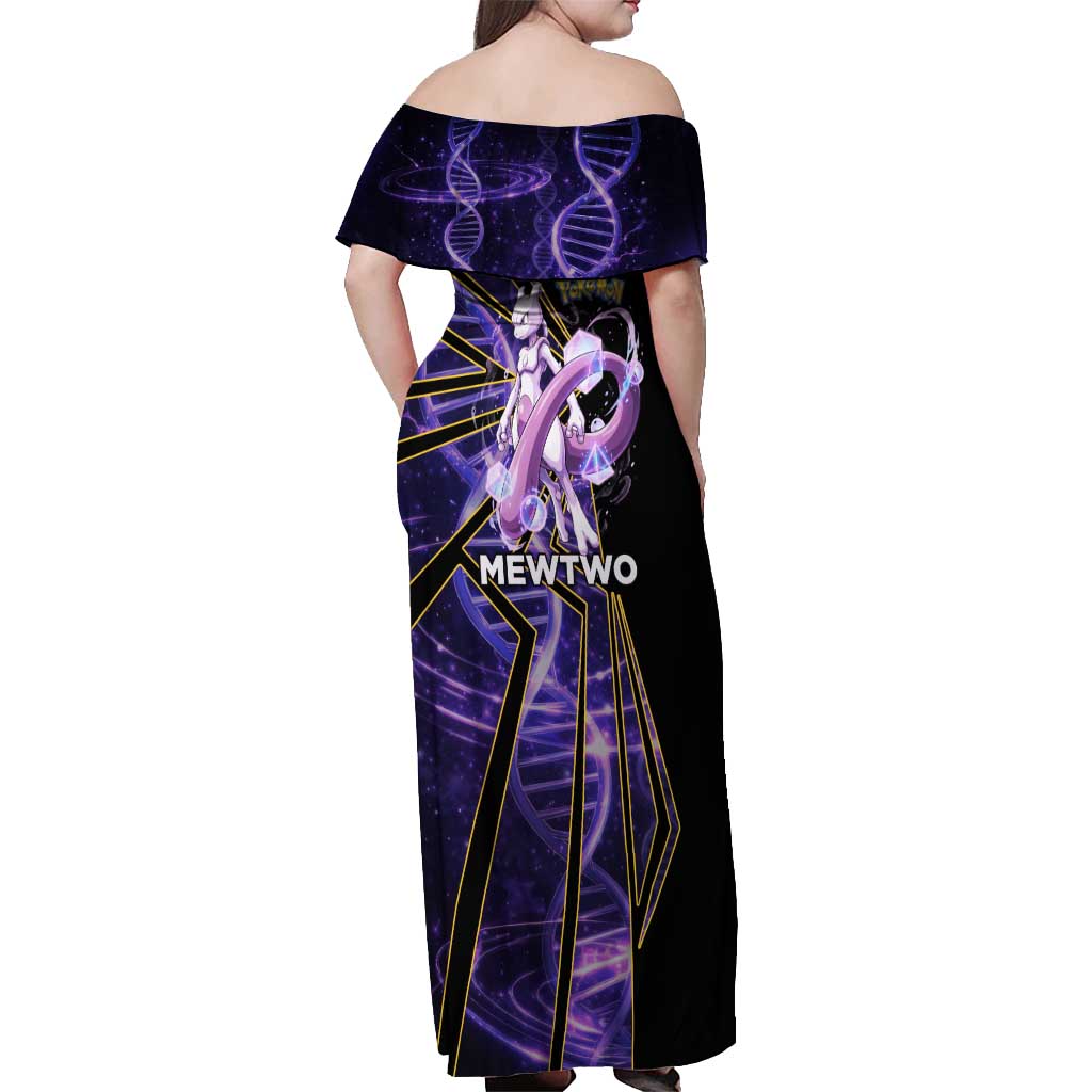 Mewtwo Poké Off Shoulder Maxi Dress Psychic DNA Comic Style