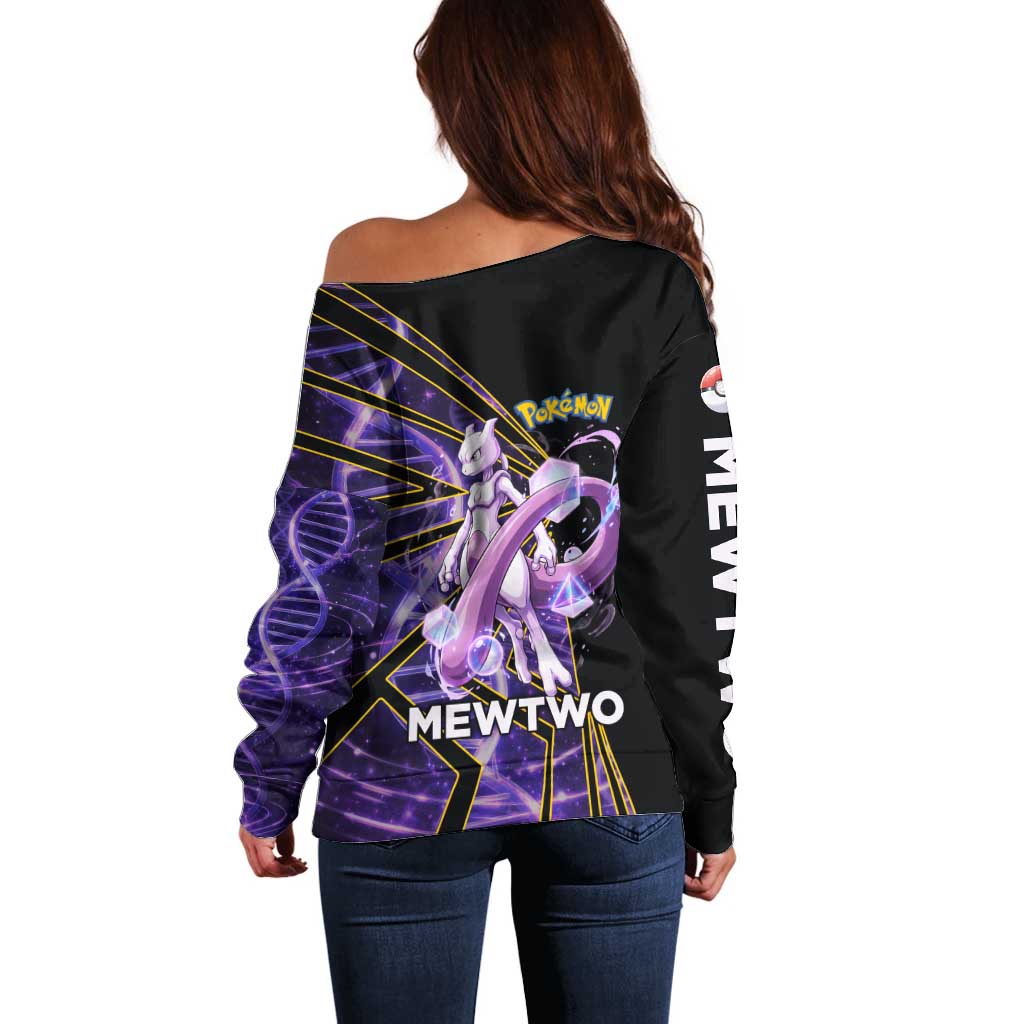 Mewtwo Poké Off Shoulder Sweater Psychic DNA Comic Style