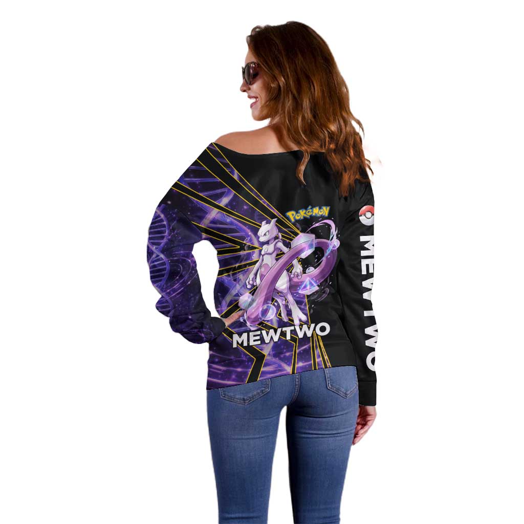 Mewtwo Poké Off Shoulder Sweater Psychic DNA Comic Style