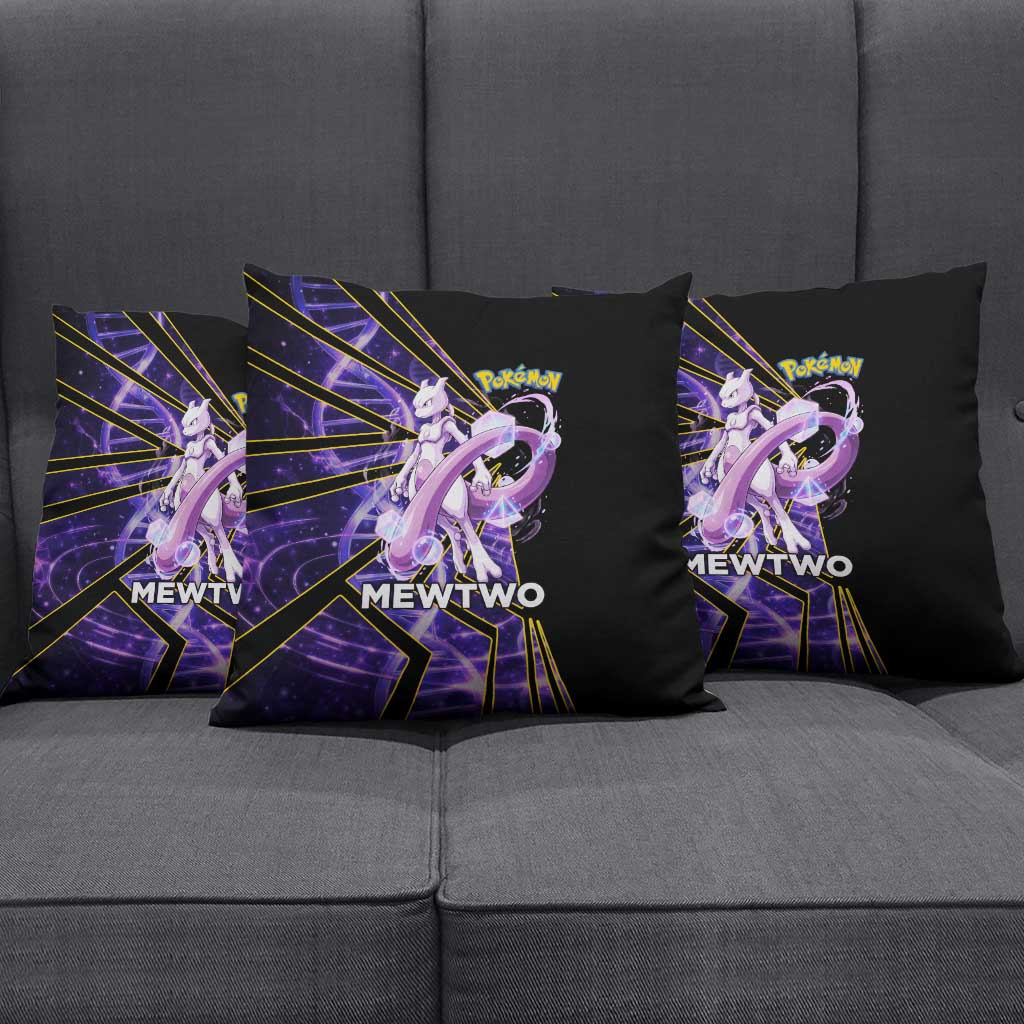 Mewtwo Poké Pillow Cover Psychic DNA Comic Style