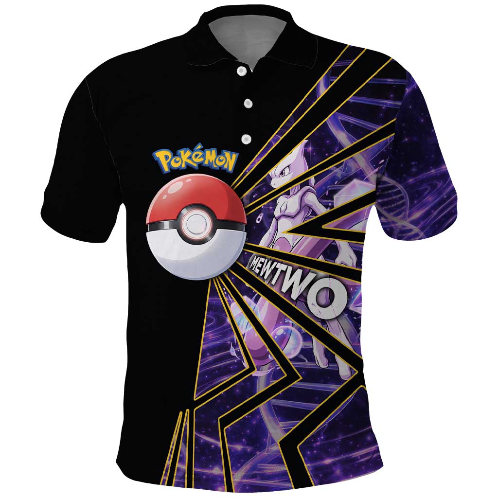 Mewtwo Poké Polo Shirt Psychic DNA Comic Style