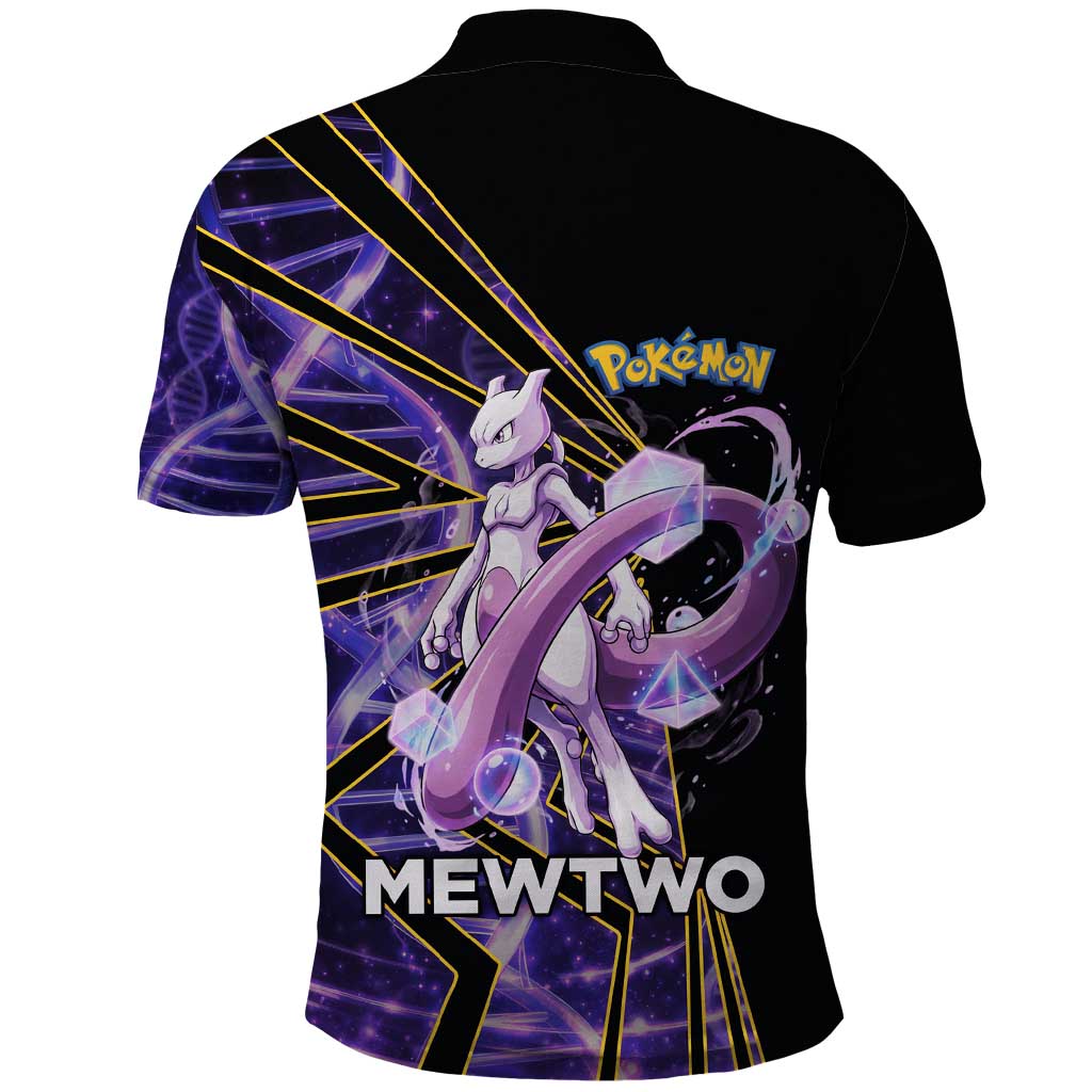 Mewtwo Poké Polo Shirt Psychic DNA Comic Style