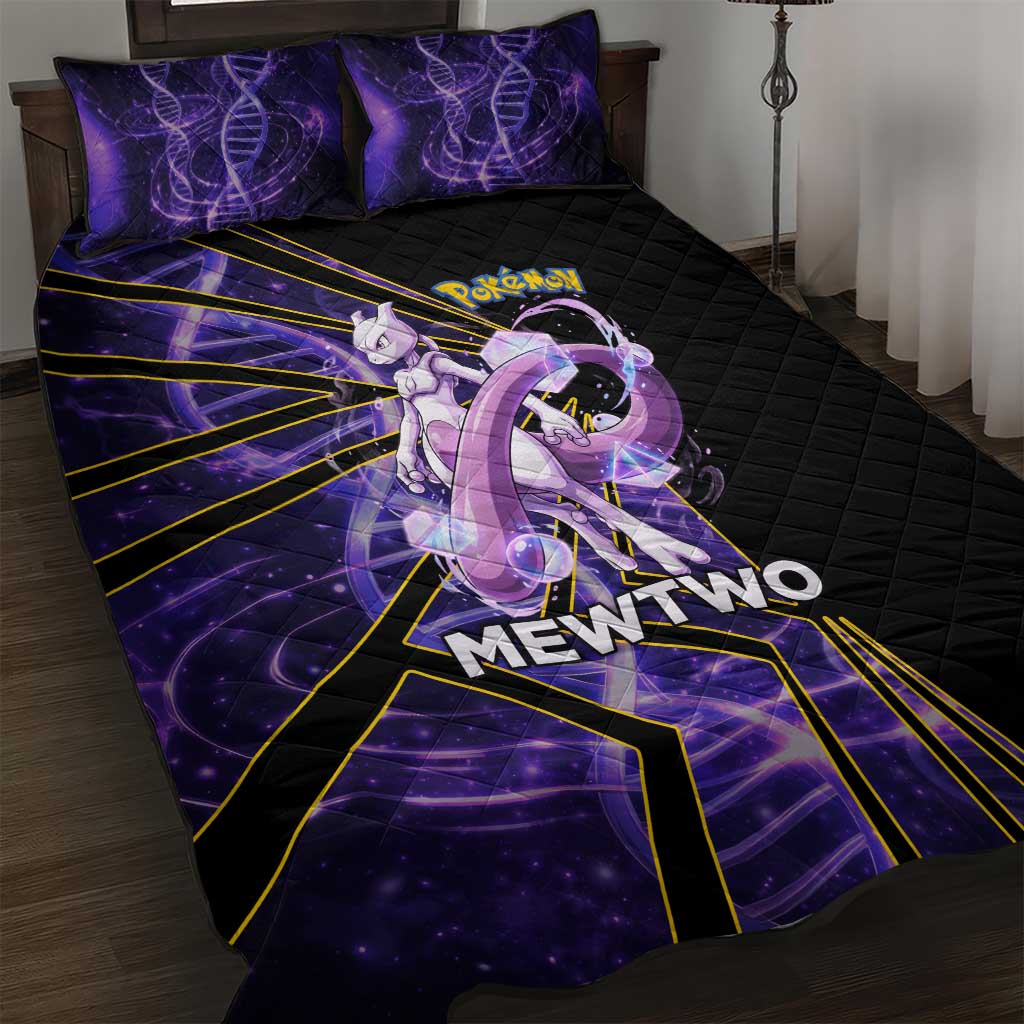 Mewtwo Poké Quilt Bed Set Psychic DNA Comic Style