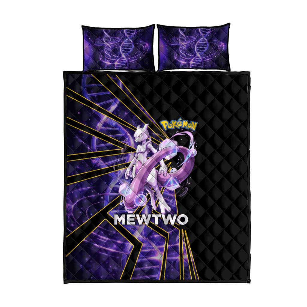 Mewtwo Poké Quilt Bed Set Psychic DNA Comic Style