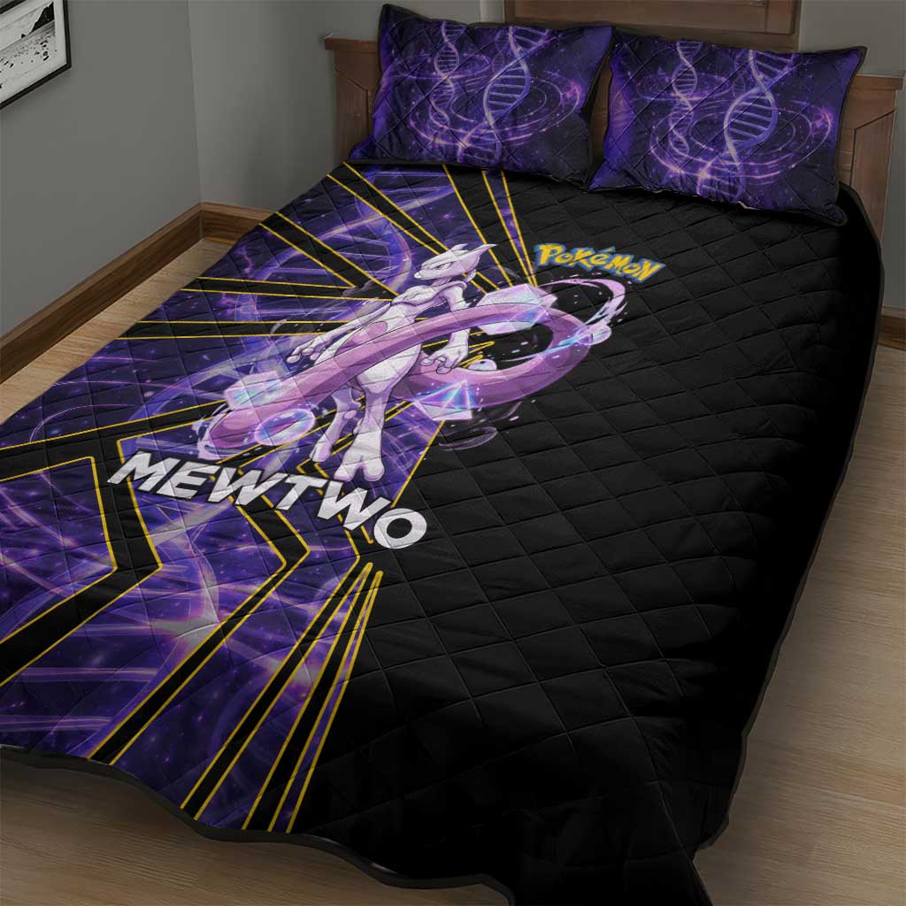 Mewtwo Poké Quilt Bed Set Psychic DNA Comic Style
