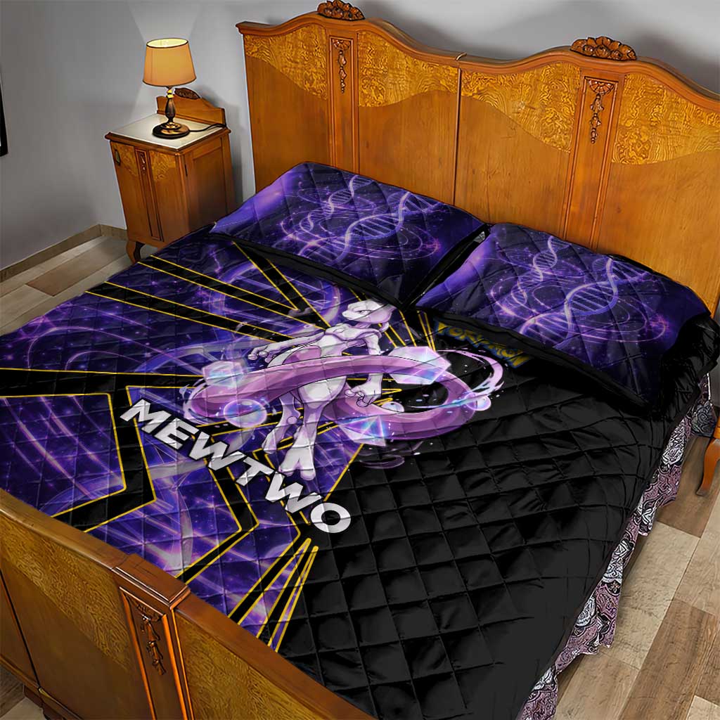 Mewtwo Poké Quilt Bed Set Psychic DNA Comic Style