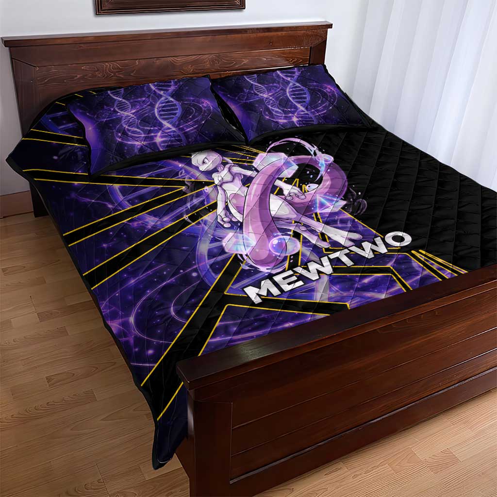 Mewtwo Poké Quilt Bed Set Psychic DNA Comic Style