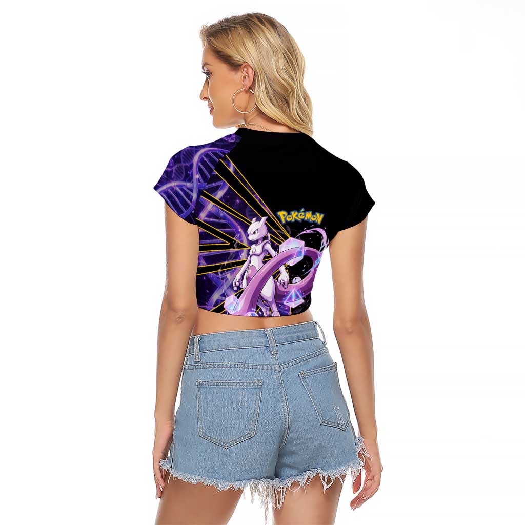 Mewtwo Poké Raglan Cropped T Shirt Psychic DNA Comic Style