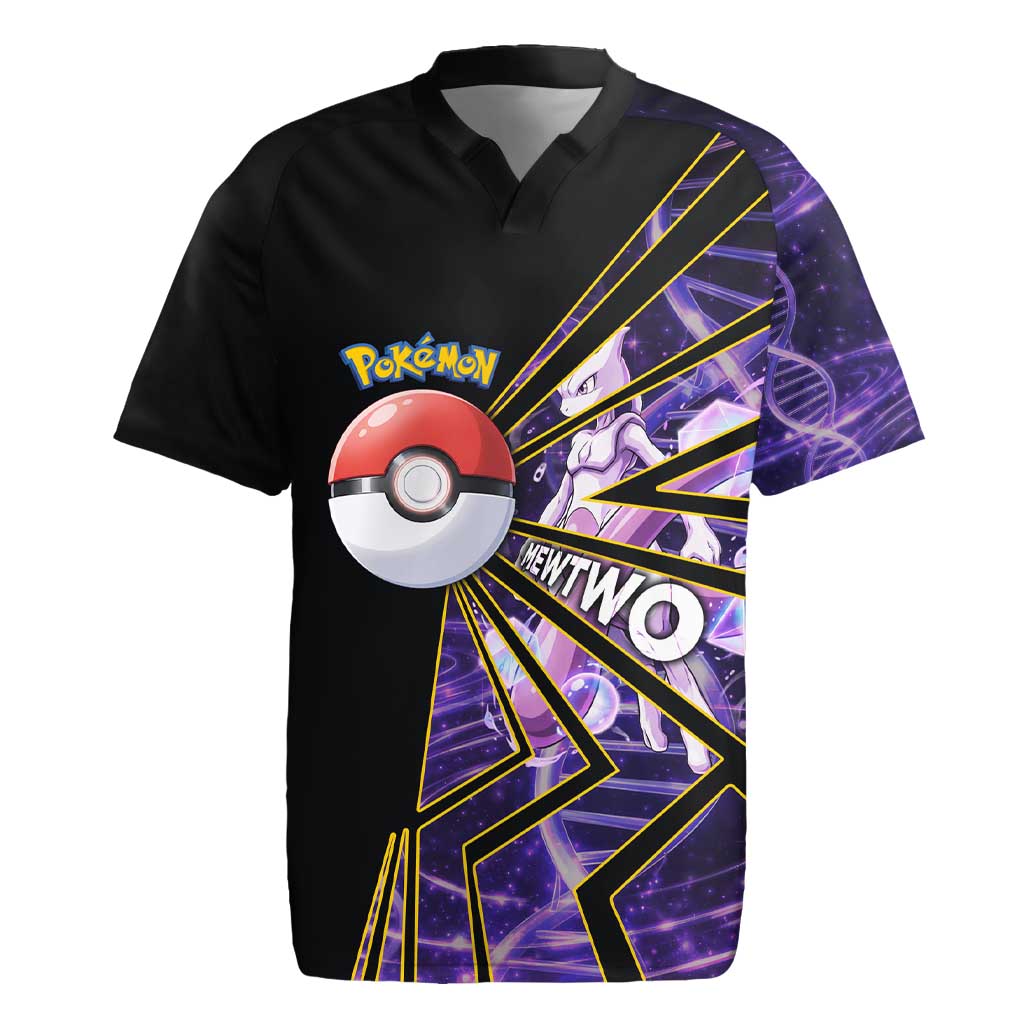 Mewtwo Poké Rugby Jersey Psychic DNA Comic Style