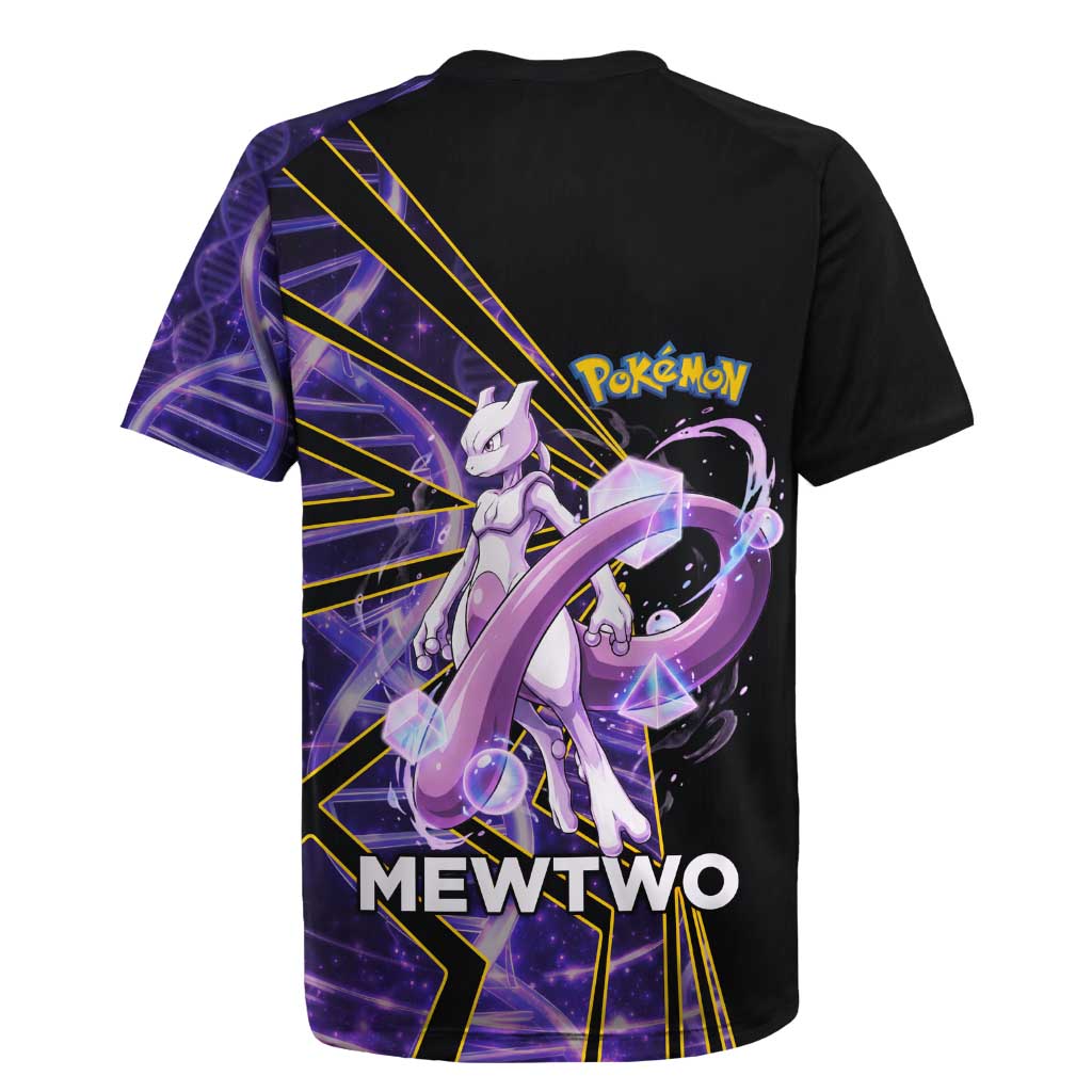 Mewtwo Poké Rugby Jersey Psychic DNA Comic Style