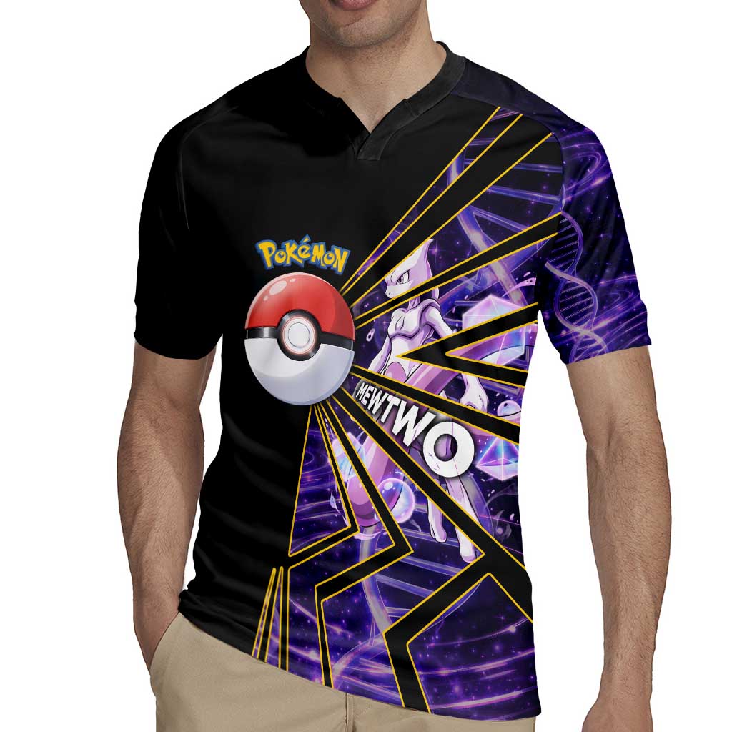 Mewtwo Poké Rugby Jersey Psychic DNA Comic Style