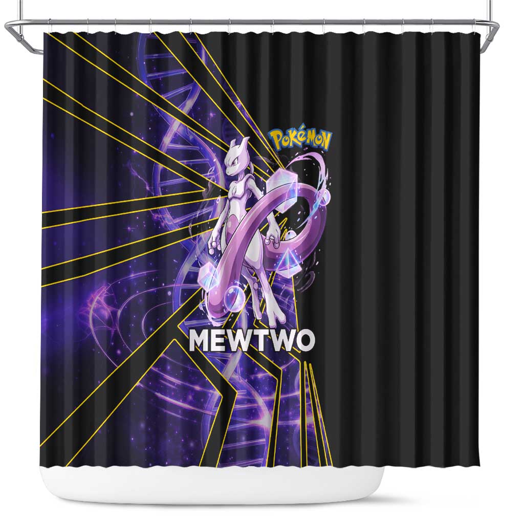 Mewtwo Poké Shower Curtain Psychic DNA Comic Style