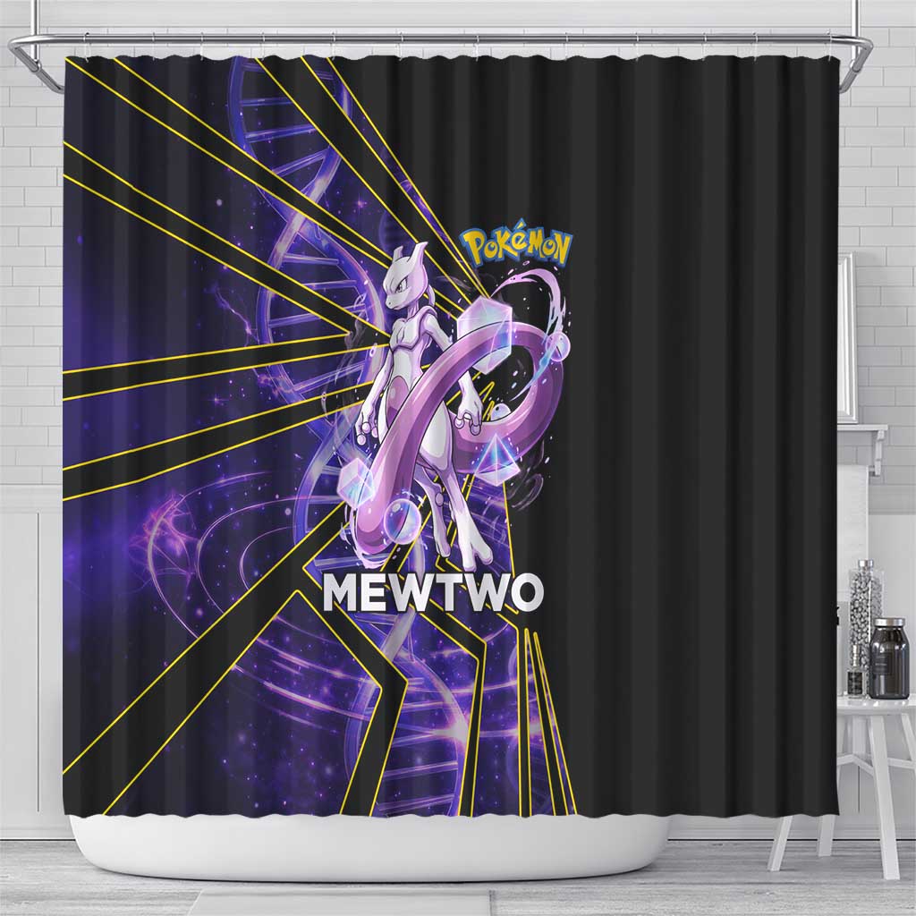 Mewtwo Poké Shower Curtain Psychic DNA Comic Style