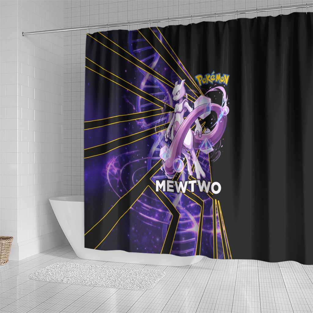 Mewtwo Poké Shower Curtain Psychic DNA Comic Style