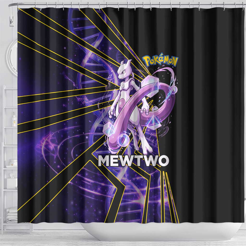 Mewtwo Poké Shower Curtain Psychic DNA Comic Style