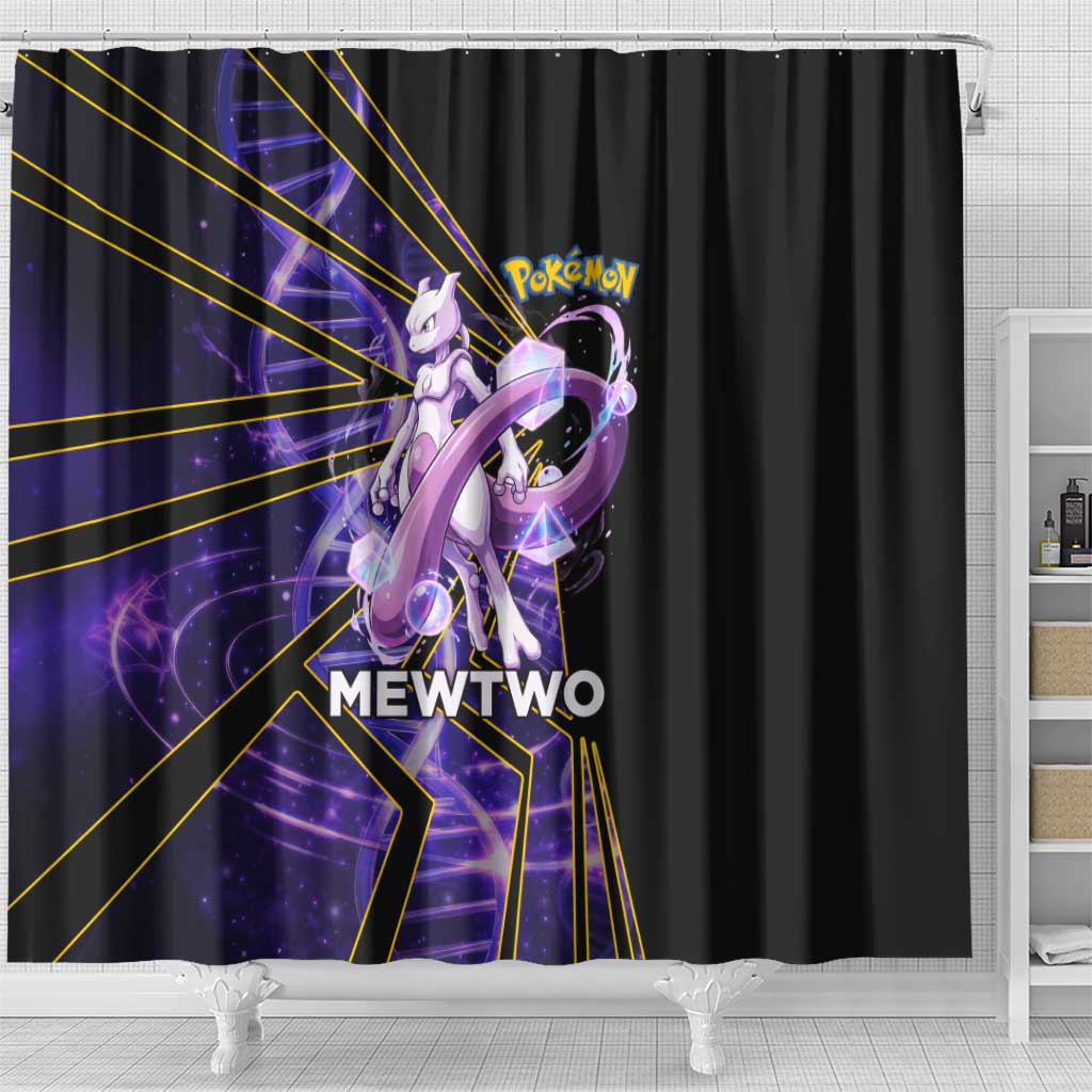 Mewtwo Poké Shower Curtain Psychic DNA Comic Style