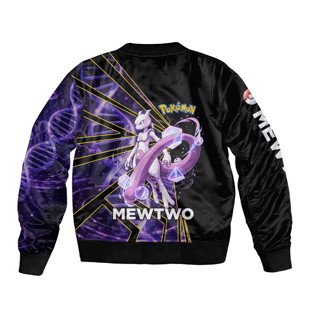 Mewtwo Poké Sleeve Zip Bomber Jacket Psychic DNA Comic Style