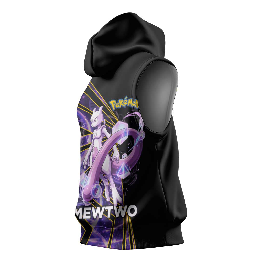 Mewtwo Poké Sleeveless Hoodie Psychic DNA Comic Style