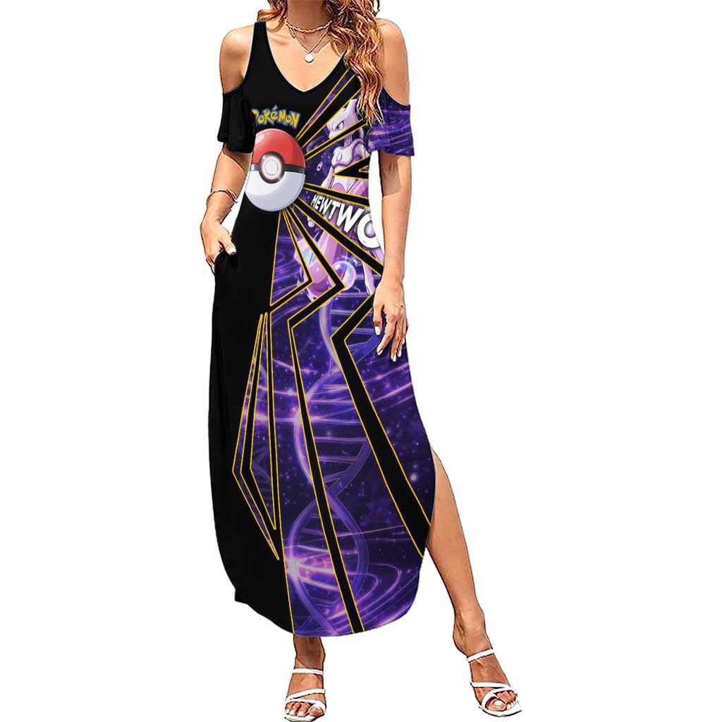 Mewtwo Poké Summer Maxi Dress Psychic DNA Comic Style