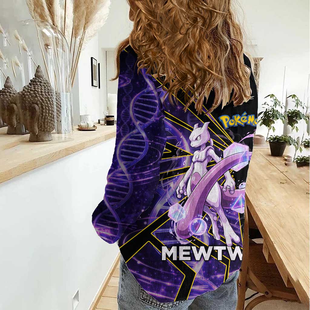 Mewtwo Poké Women Casual Shirt Psychic DNA Comic Style