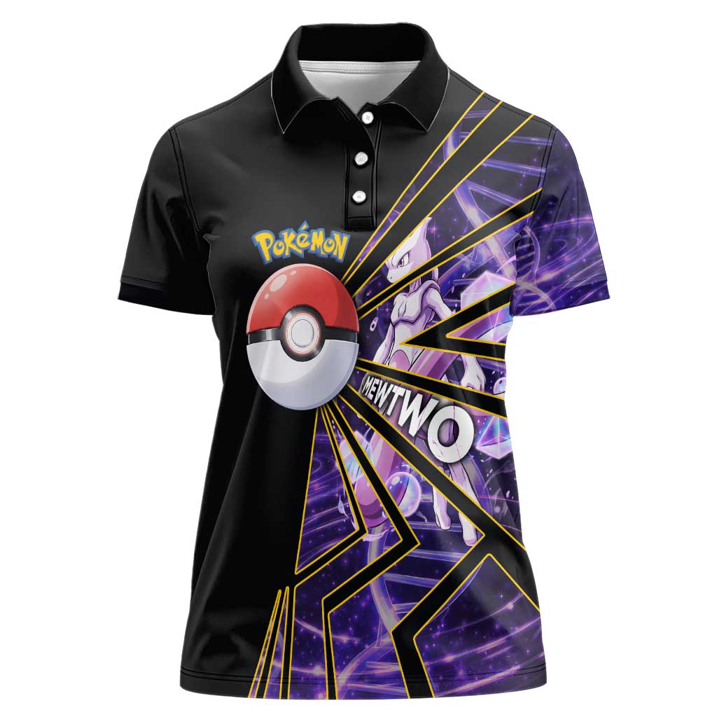 Mewtwo Poké Women Polo Shirt Psychic DNA Comic Style