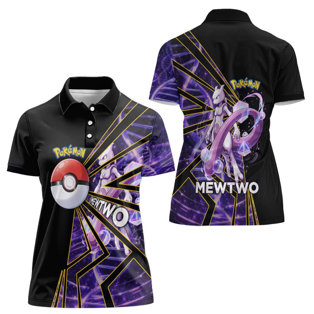 Mewtwo Poké Women Polo Shirt Psychic DNA Comic Style