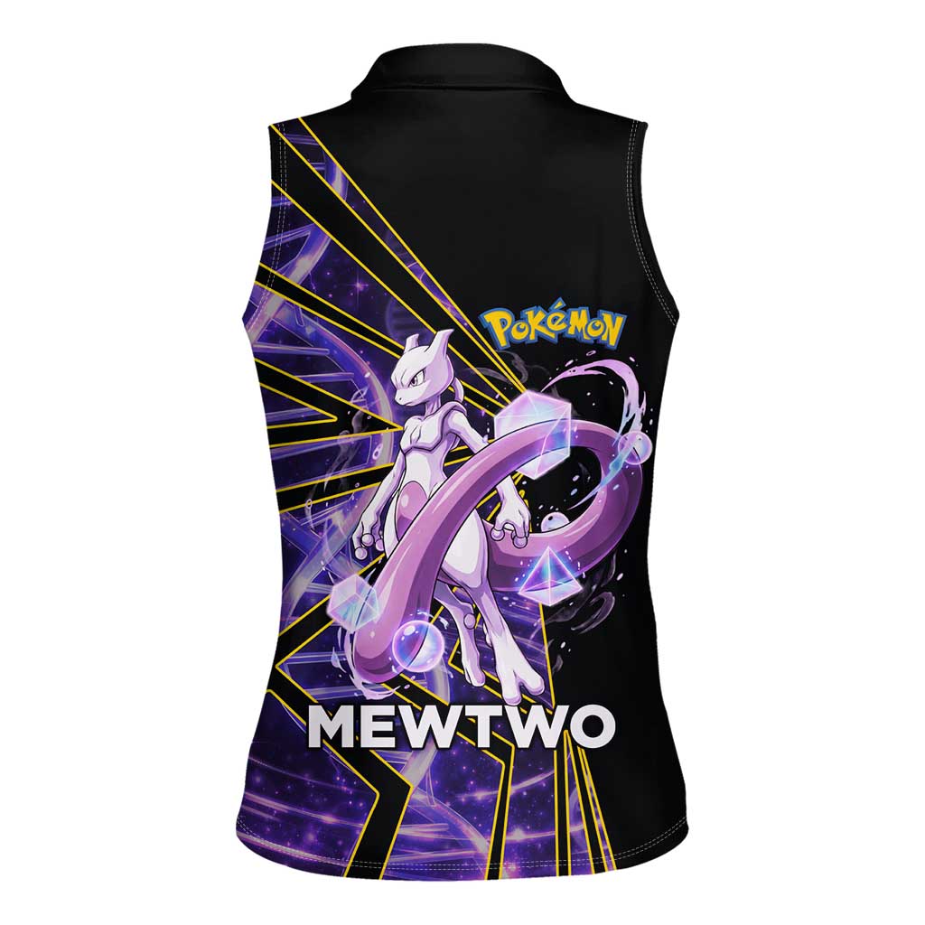 Mewtwo Poké Women Sleeveless Polo Shirt Psychic DNA Comic Style