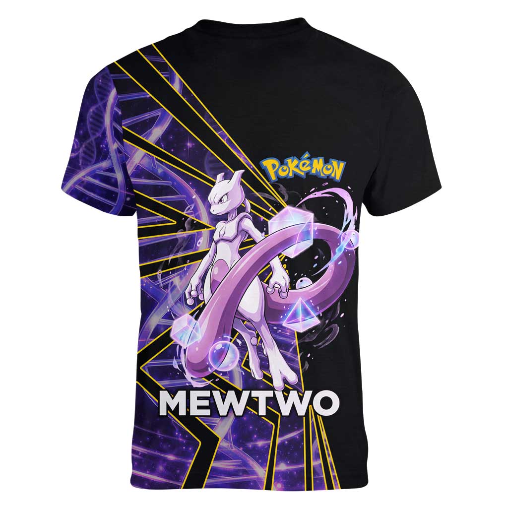 Mewtwo Poké Women V-Neck T-Shirt Psychic DNA Comic Style