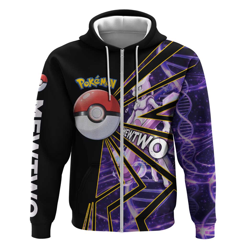 Mewtwo Poké Zip Hoodie Psychic DNA Comic Style
