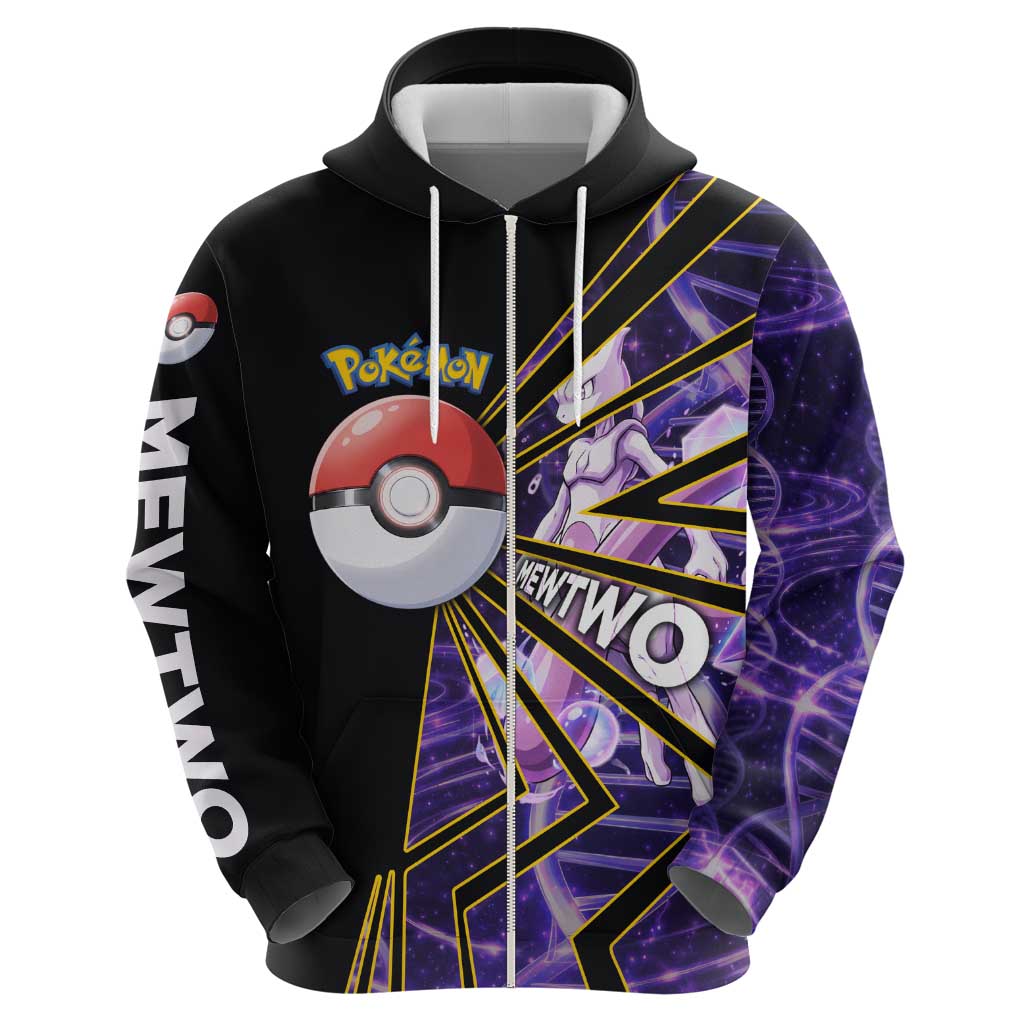 Mewtwo Poké Zip Hoodie Psychic DNA Comic Style
